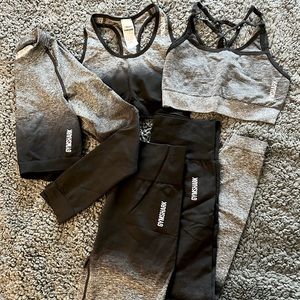 Set of 5 - Gymshark Adapt Ombré Activewear- Shorts Leggings 2 Bras & longsleeve